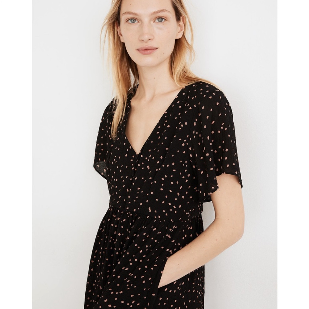 Madewell Flutter-Sleeve Button-Front Midi Dress